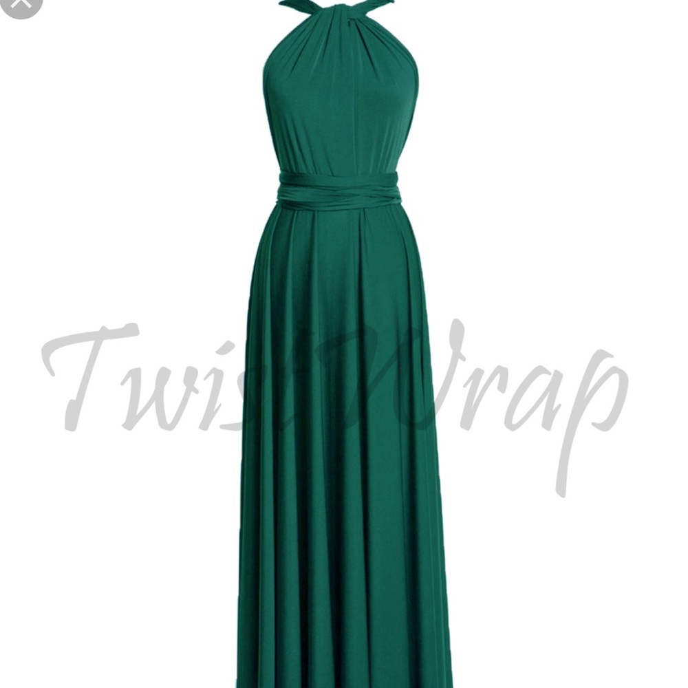 Green Twist-Wrap Bridesmaid Dress